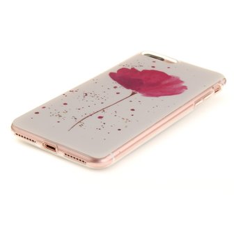 Roze bloem met wit cover iPhone 7 Plus 8 Plus TPU hoesje silicone case