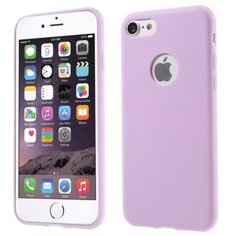 Silicone hoesje Paars iPhone 7 8 Effen paarse cover Purple case