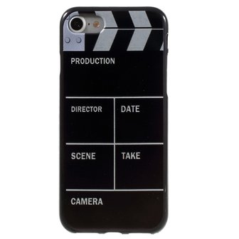 Movie hoesje iPhone 7 8 SE 2020 SE 2022 Filmklapper cover Zwart wit Silicone TPU case