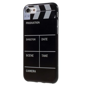 Movie hoesje iPhone 7 8 SE 2020 SE 2022 Filmklapper cover Zwart wit Silicone TPU case