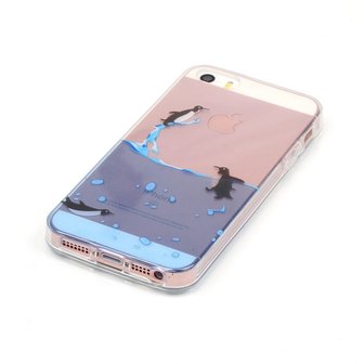 Doorzichtig TPU pinguin hoesje voor de iPhone 5 5s en SE 2016