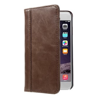 Lederen boek Bookcase hoesje Boek iPhone 6 Plus 6s Plus bruin kunstleer