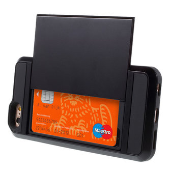 Secret Pasjeshouder hoesje iPhone 6 Plus 6s Plus hardcase - Portemonnee - Wallet - Zwart