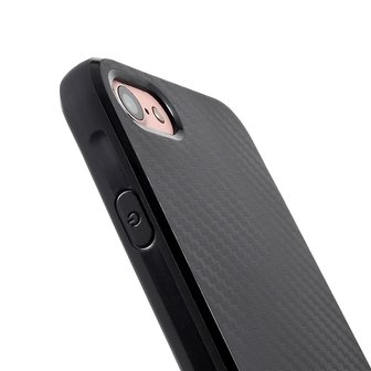 Carbon Fiber iPhone 7 8 SE 2020 SE 2022 TPU hoesje zwarte opdruk