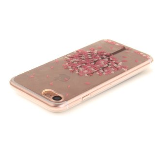 Doorzichtige roze bloesem boom iPhone 7 8 SE 2020 SE 2022 TPU hoesje case