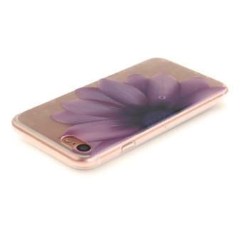 Doorzichtige iPhone 7 8 SE 2020 SE 2022 TPU hoesje case met paarse bloem
