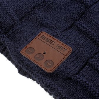 Bluetooth muziekmuts knitted blauw music hat