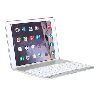 Bluetooth keyboard cover toetsenbord hoes case backlight iPad Air 2 - silver - QWERTY