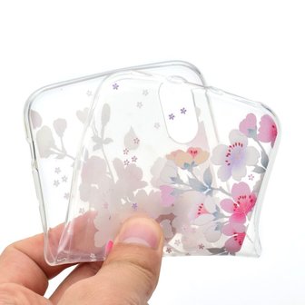 Pasteltint bloementakken doorzichtig TPU iPhone X XS hoes cover
