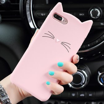 Roze katje snorharen iPhone 7 Plus 8 Plus hoesje case cover kitten