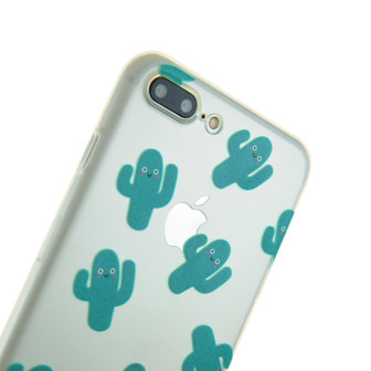 Doorzichtig cactus TPU hoesje iPhone 7 Plus 8 Plus case cover