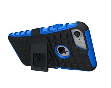Blauw zwarte hybride standaard case iPhone 7 8 SE 2020 SE 2022 hoesje cover shockproof
