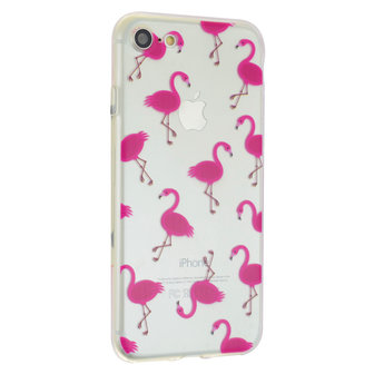 Transparant Roze flamingo TPU hoesje iPhone 7 8 SE 2020 SE 2022 case cover