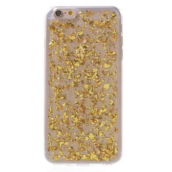 Doorzichtig TPU hoesje Snippertje bladgoud iPhone 6 Plus 6s Plus Gouden cover