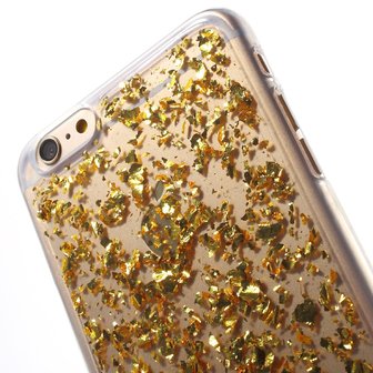 Doorzichtig TPU hoesje Snippertje bladgoud iPhone 6 Plus 6s Plus Gouden cover