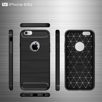 Zwart Carbon Armor iPhone 6 Plus 6s Plus TPU hoesje