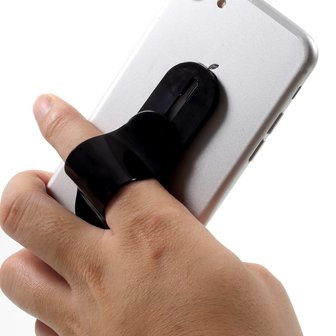 Universele vinger grip verstelbare TPU houder standaard zwart