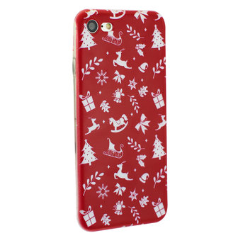 Kerst hoesje rood iPhone 7 8 SE 2020 SE 2022 TPU Christmas case Red Kerstmis cover