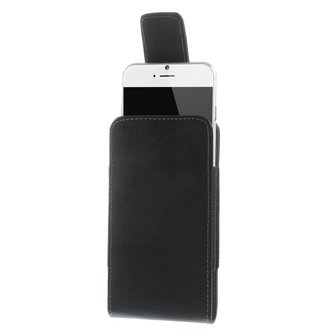 Broekclip iPhone 6 6s 7 8 SE 2020 SE 2022 - lederen hoesje zwart