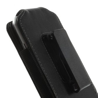 Broekclip iPhone 6 6s 7 8 SE 2020 SE 2022 - lederen hoesje zwart