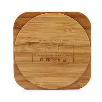 Universele draadloze Qi oplaad pad - Bamboe hout oplader
