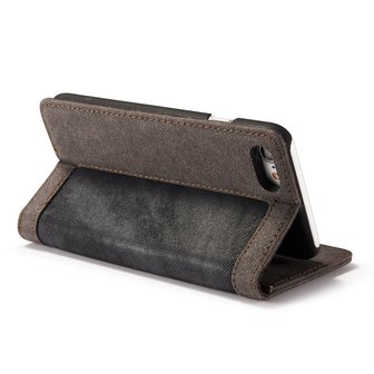 Caseme Canvas Wallet Fabric hoesje iPhone 6 Plus 6s Plus Bookcase - Asgrijs Charcoal