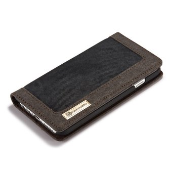 Caseme Canvas Wallet Fabric hoesje iPhone 6 Plus 6s Plus Bookcase - Asgrijs Charcoal