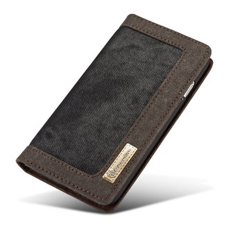 Caseme Canvas Wallet Fabric hoesje iPhone 6 Plus 6s Plus Bookcase - Asgrijs Charcoal
