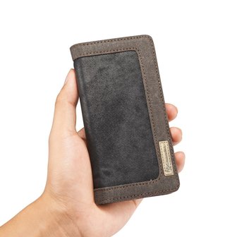 Caseme Canvas Wallet Fabric hoesje iPhone 6 Plus 6s Plus Bookcase - Asgrijs Charcoal