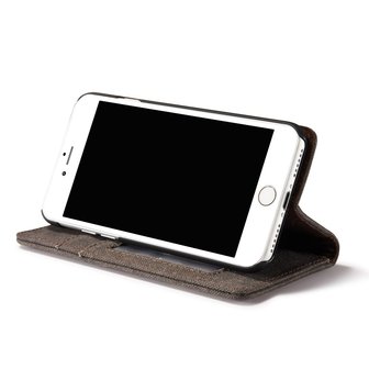 Caseme Canvas Wallet Fabric hoesje iPhone 6 Plus 6s Plus Bookcase - Asgrijs Charcoal