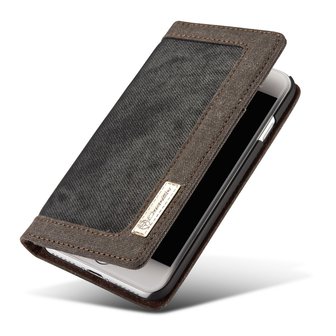 Caseme Canvas Wallet Fabric hoesje iPhone 6 Plus 6s Plus Bookcase - Asgrijs Charcoal