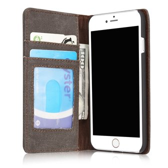 Caseme Canvas Wallet Fabric hoesje iPhone 6 Plus 6s Plus Bookcase - Asgrijs Charcoal