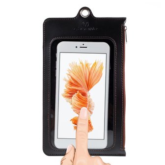 Caseme lederen Touch Pouch hoesje Universeel - Zwart