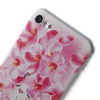 Perzik Bloem iPhone 7 8 SE 2020 SE 2022 TPU hoesje - Roze Wit