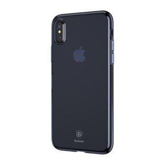 Baseus Simple Series doorzichtig iPhone X XS hoesje - Blauw
