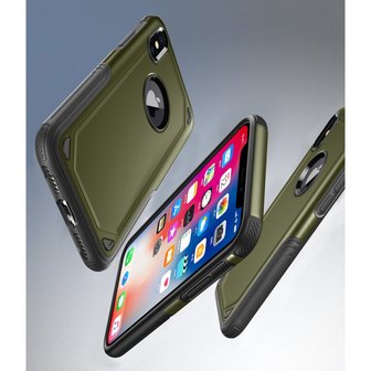 Shockproof Pro Armor iPhone X XS hoesje - Protection Case Green - Extra Bescherming