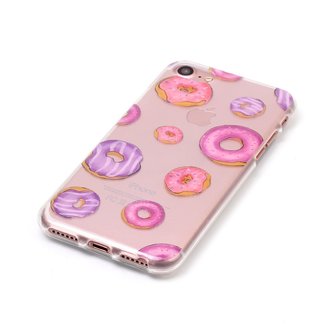 Transparante case donuts iPhone 7 8 SE 2020 SE 2022 hoesje - Paars Roze Doorzichtig