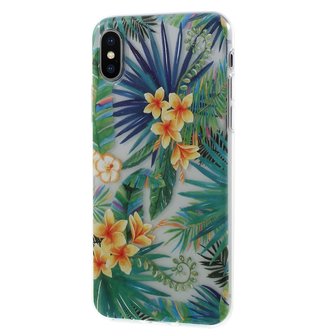 Tropische bladeren bloemen hoesje iPhone X XS - Transparant