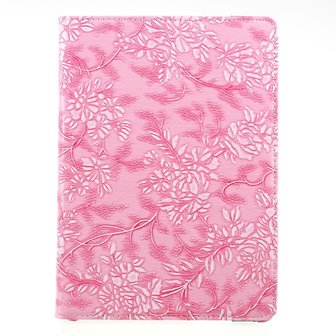 Bloemen draaibaar hoesje iPad 2017 2018 - Roze
