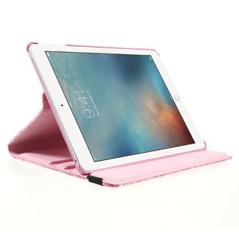 Bloemen draaibaar hoesje iPad 2017 2018 - Roze