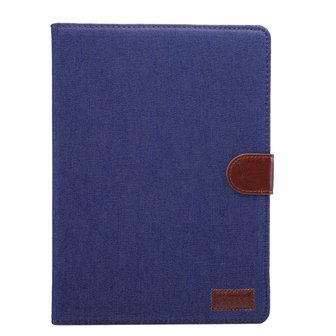 Denim leer case draaibare hoes iPad 2017 2018 - Blauw Bruin