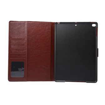 Denim leer case draaibare hoes iPad 2017 2018 - Blauw Bruin