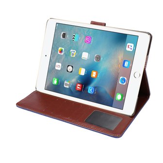 Denim leer case draaibare hoes iPad 2017 2018 - Blauw Bruin