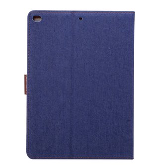 Denim leer case draaibare hoes iPad 2017 2018 - Blauw Bruin