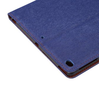 Denim leer case draaibare hoes iPad 2017 2018 - Blauw Bruin