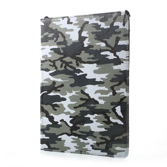 Camouflage hoes legerprint cover iPad 2017 2018 - Groen Wit Zwart