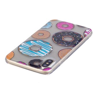 Donut hoesje gebak TPU case iPhone X XS - Kleurrijk Transparant