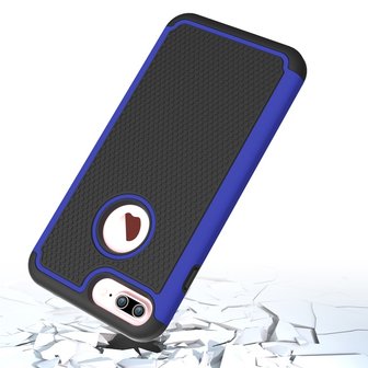 iPhone 7 Plus 8 Plus nopjes hybride Siliconen Kunststof tweedelig hoesje - Blauw Zwart