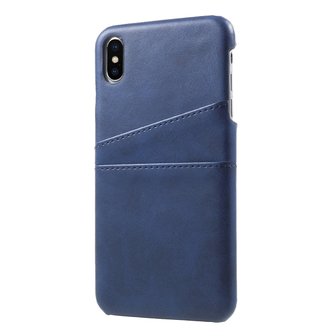 Duo Cardslot Wallet kunstleer kaarthouder hoesje iPhone XS Max case - Blauw