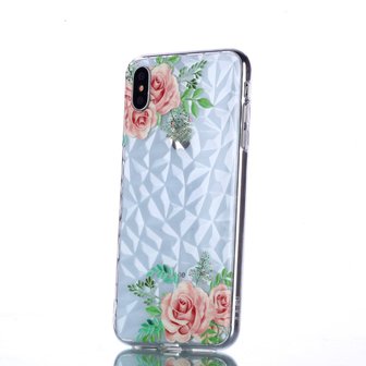 Diamant hoesje TPU iPhone XS Max Case - Bloemen